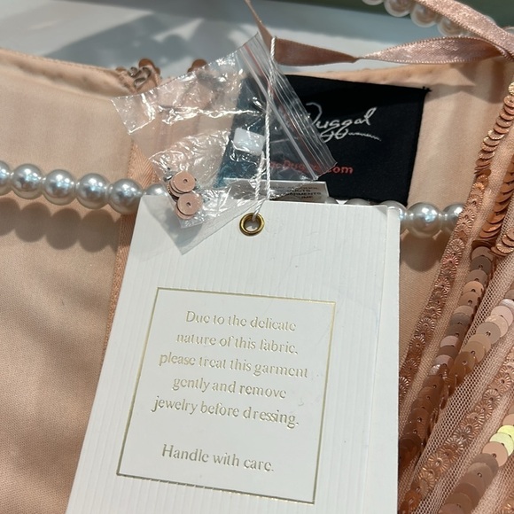 MAC DUGGAL Sequin Surplice Tulle Gown - Apricot $598 MSRP new w tags full length - Picture 5 of 13